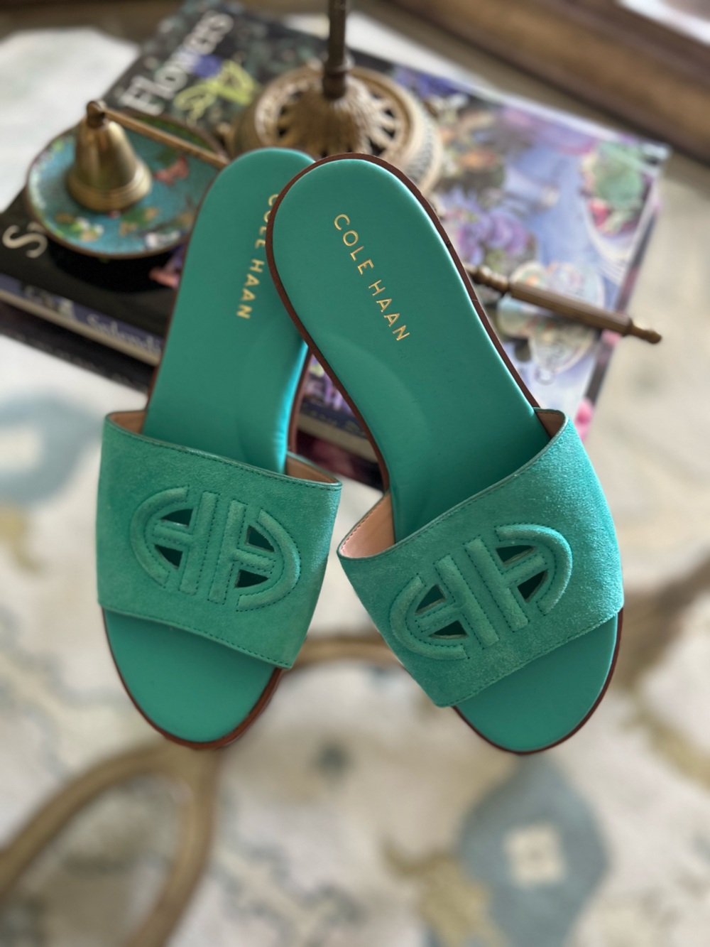 Cole Haan Teal Suede Slide Sandals - Women's